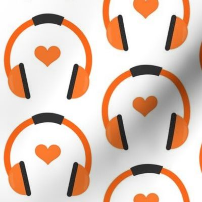 Orange Heart Headphones