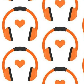 Orange Heart Headphones