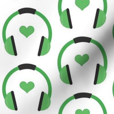 Green Heart Headphones