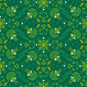 Lucky Floral on Green