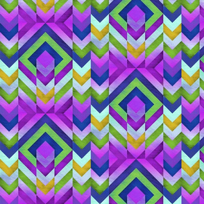 Color Block Chevron - Purple and Green