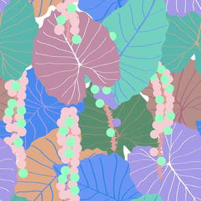 Elephant Ear Leaves + Sea Grapes in Muted Pastel