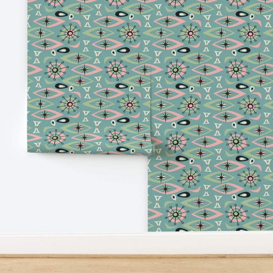 Mid Century Shapes - Pink Green Blue