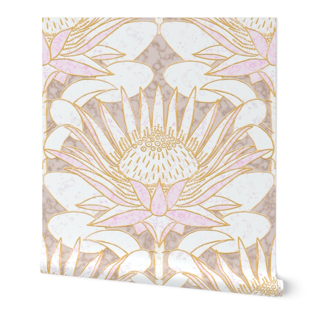 Pink King Protea Art Deco (champagne beige) 24”