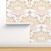 Pink King Protea Art Deco (champagne beige) 24”