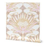 Pink King Protea Art Deco (champagne beige) 24”