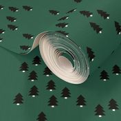 Minimal geometric pine tree forest Christmas winter wonderland woodland design abstract trees emerald green