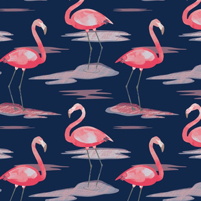 Tall Flamingos navy by Mount Vic and Me