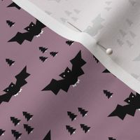 Minimal geometric bats and trees halloween woodland night mauve purple SMALL