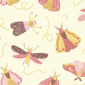 Yellow and pink moths 