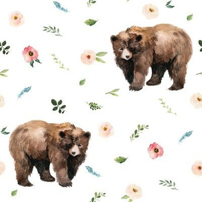 8" Boho Floral Bears // White