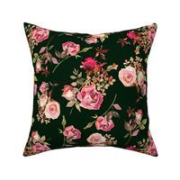 13" Dark Autumn Rose - pink and blush on dark green