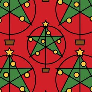 Pentagram christmas tree -red