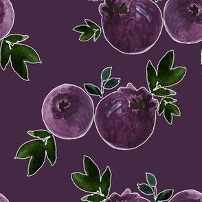 6" Blueberries with Eggplant Background