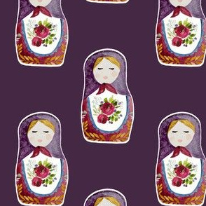 4" Little Babushka Eggplant Background