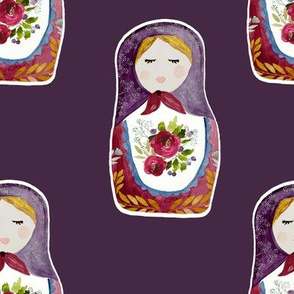 8" Little Babushka Eggplant Background