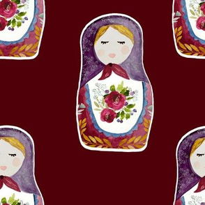 8" Little Babushka Scarlett Background