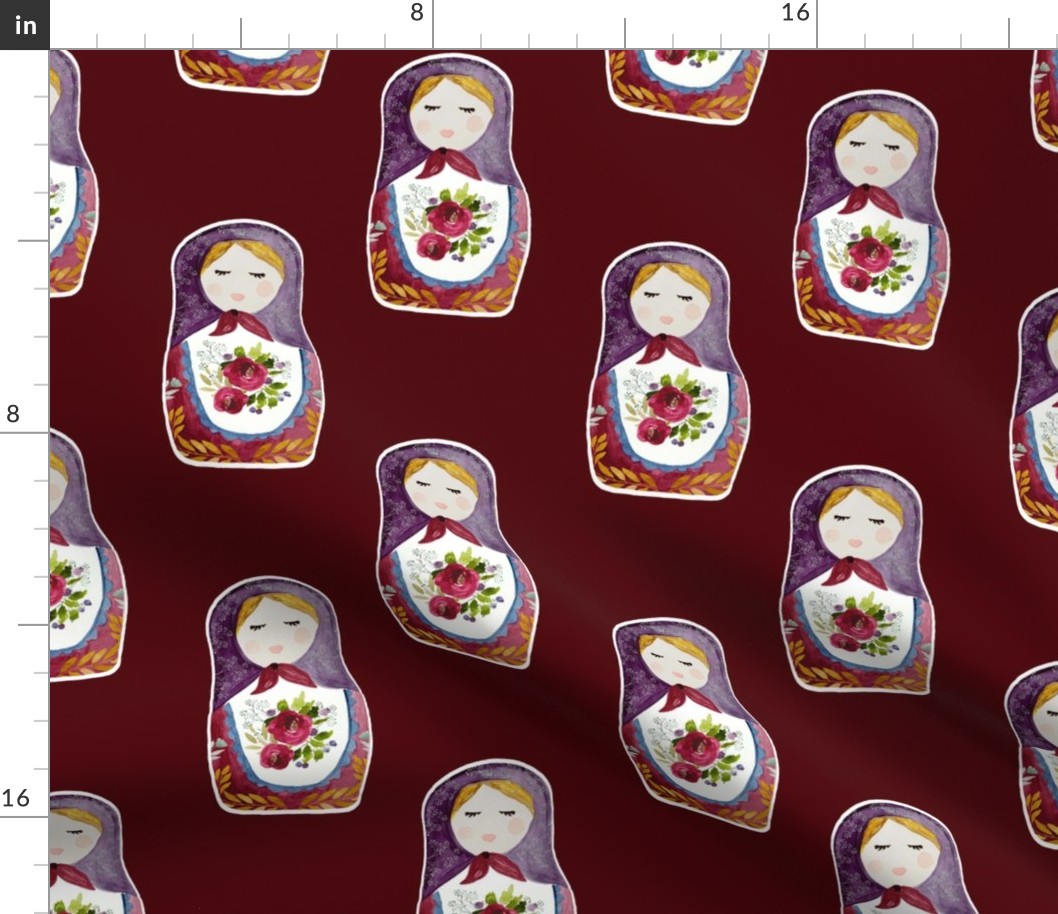 8" Little Babushka Scarlett Background