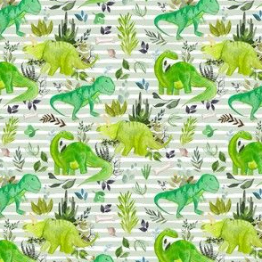 4" Dinosaur Land Green Stripes