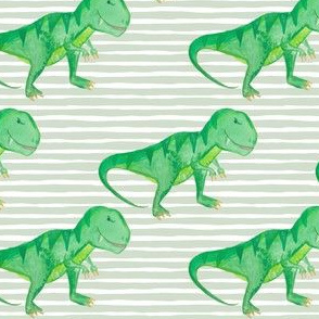 4" T-rex Green Stripes