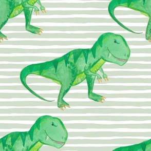 8" T-rex Green Stripes