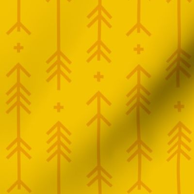 cross + arrows mustard yellow tone on tone