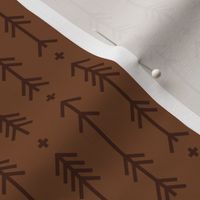 tiny cross + arrows chocolate brown tone on tone #744527
