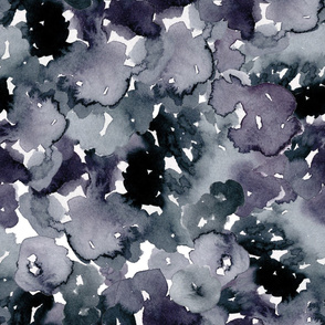  Abstract Watercolor Blooms in Navy