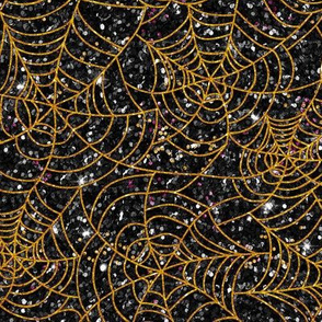 Spider web orange black glitter