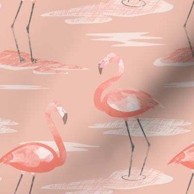 Tall Flamingos warm tones (small) by Mount Vic and Me