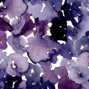 Abstract Watercolor Blooms in Purple