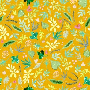 Tropical Garden - Gold Background