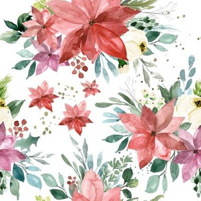 Merry Watercolor Florals // White
