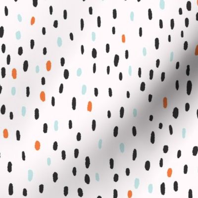 hand-drawn dots // orange, blue, black