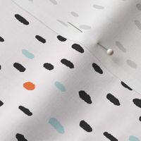 hand-drawn dots // orange, blue, black