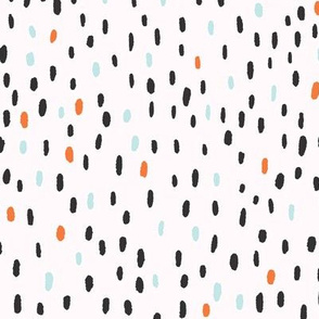 hand-drawn dots // orange, blue, black