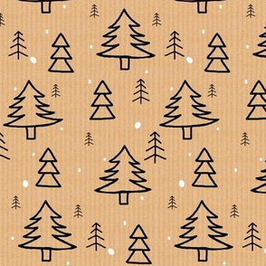 Winter Forest / Kraft Paper Tan / Trees 