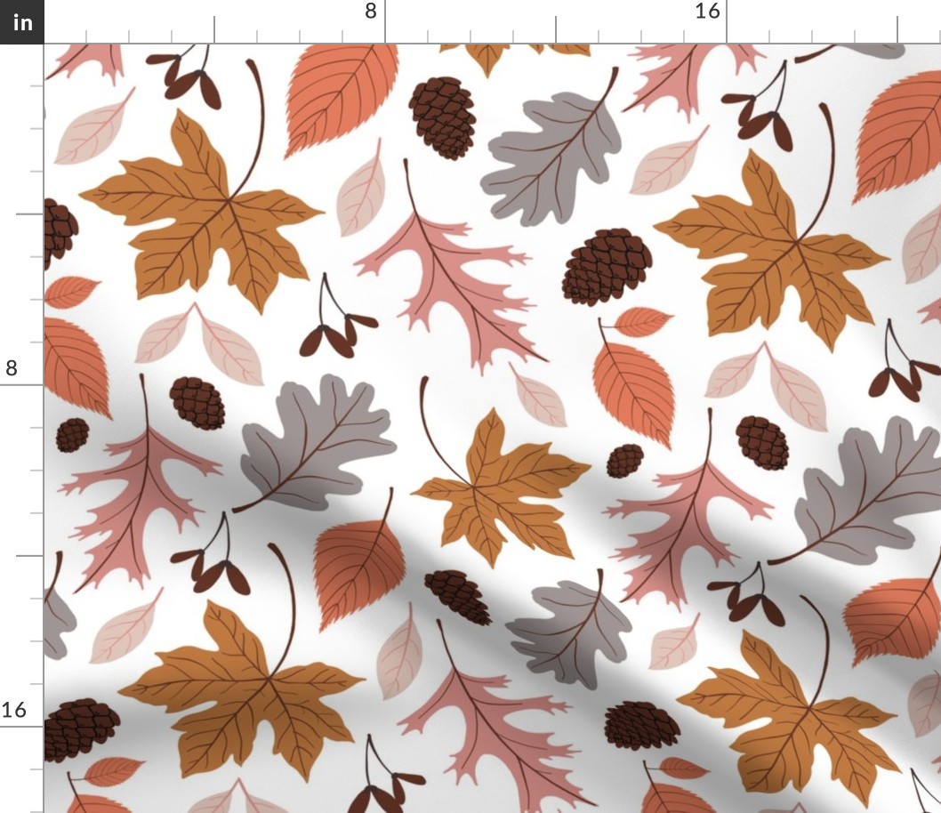 Fall Leaves on White - Large Scale