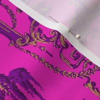 The Hawes Chinoiserie Toile ~ Faux Gilt and Purple on Comtesse  