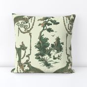 The Hawes Chinoiserie Toile ~  Faux Gilt and Green on Lamia 