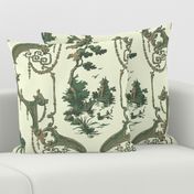 The Hawes Chinoiserie Toile ~  Faux Gilt and Green on Lamia 