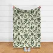 The Hawes Chinoiserie Toile ~  Faux Gilt and Green on Lamia 