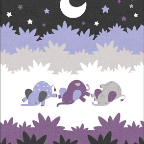 Sleepy Elephants Blankets 13.5"x18" Lavender