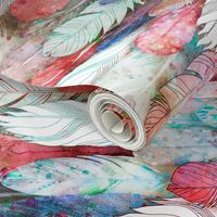 Rustic Feathers Painted Horizontal