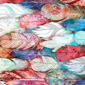 Rustic Feathers Painted Horizontal