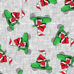 Scooter Santa - green on grey - Christmas - LAD19