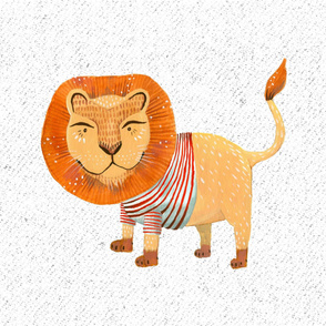 Lion in Striped Shirt - Large on White with Texture