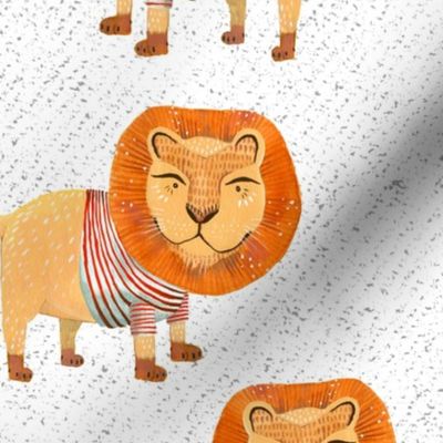Lion in Striped Shirt - on White with Texture