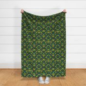 Bumblebees and Buttercups - Green & Yellow Floral/Botanical Pattern