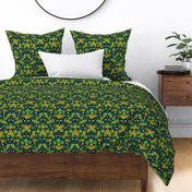 Bumblebees and Buttercups - Green & Yellow Floral/Botanical Pattern